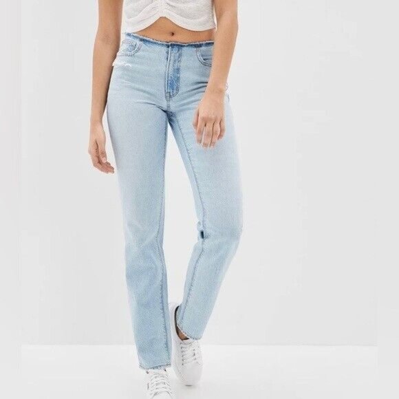 American Eagle Outfitters Denim - American Eagle womens jeans size 10 Long light wash distressed rigid denim